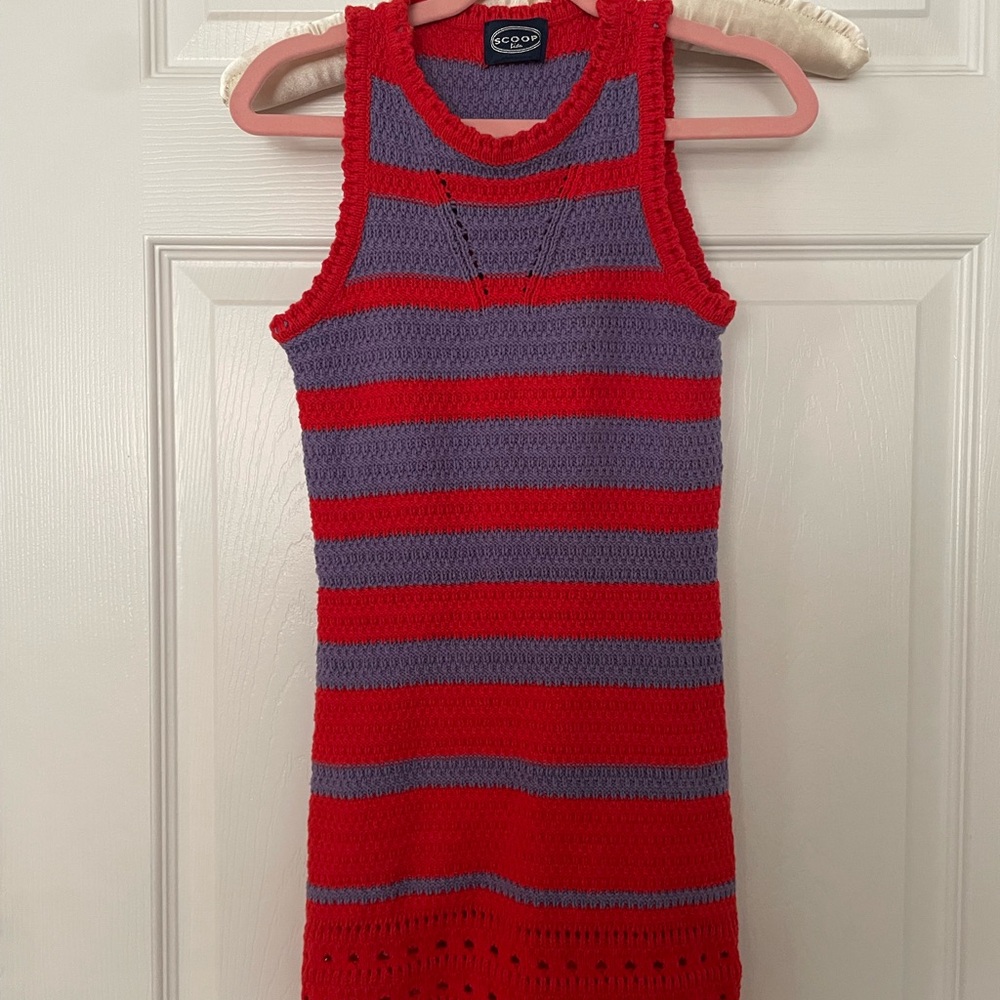 Scoop Kids Red & Purple Striped Knit Tank Dress Like New size 6 6X